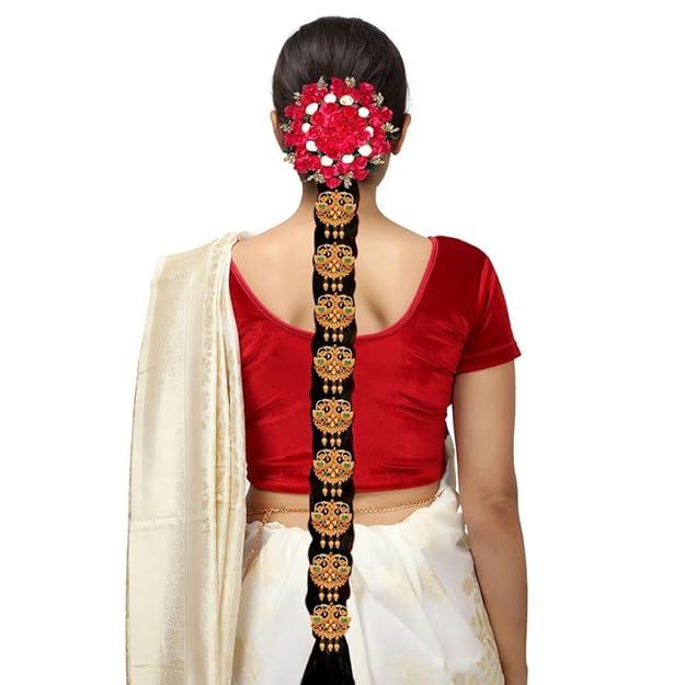 Gold-Plated Pink Green Stone-Studded Beaded Bridal Jewellery Set - Trendisia