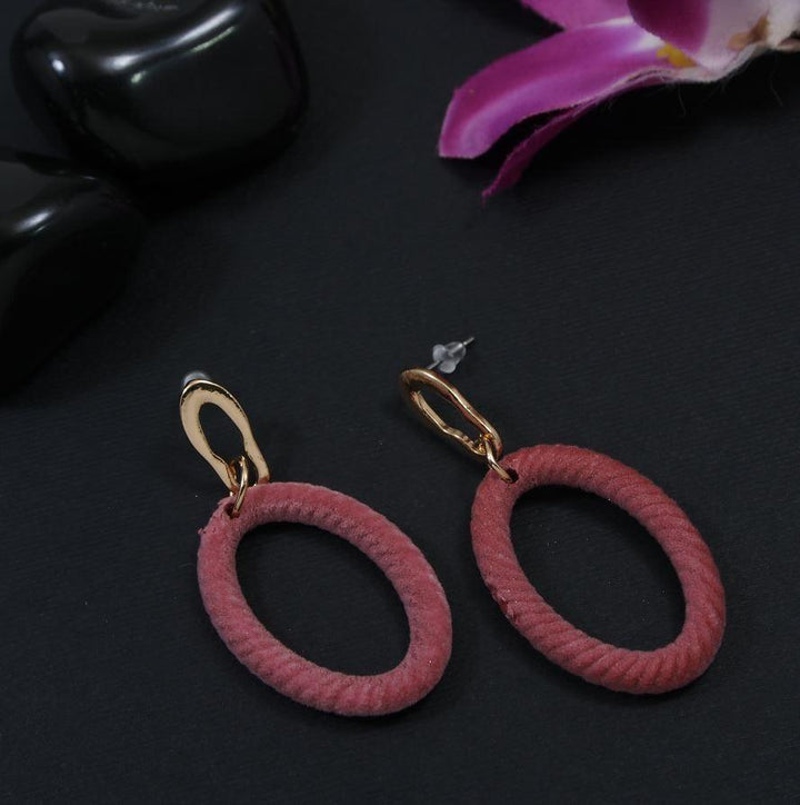 Gold plated pink velvet western Earring-HER 3534 - Trendisia
