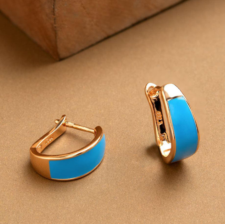 Gold Plated Plain Enamel Bali Hoops Earring-HER 1208 - Trendisia