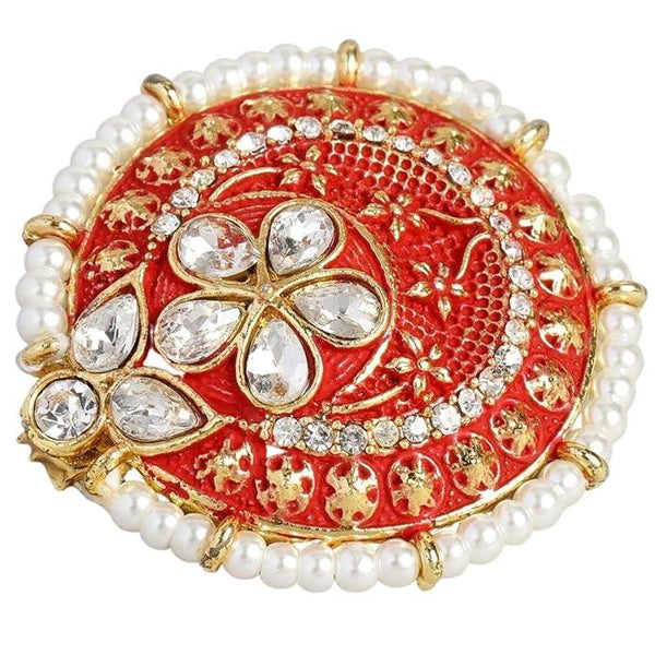 Gold-Plated Red Meenakari Brooch - Trendisia