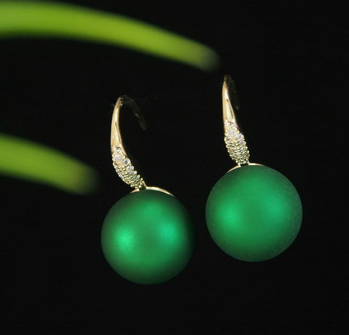 Gold Plated Red/Green Pearl Drop Cubic Zicronia Korean Earring - KRNER 4796 - Trendisia