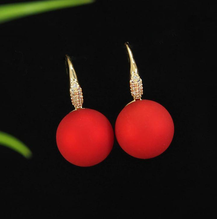 Gold Plated Red/Green Pearl Drop Cubic Zicronia Korean Earring - KRNER 4796 - Trendisia