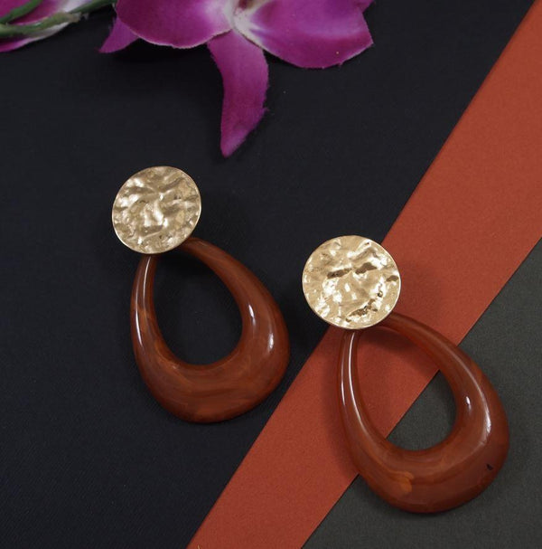 Gold Plated Resin Western Drop Earring-WER 3357 - Trendisia