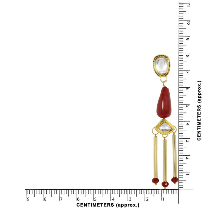Gold Plated Ruby Beads kundan Dangler Earrings for women and Girls - Trendisia