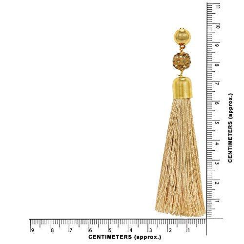 Gold Plated Shamballa Balls Tassle Cubic Zirconia Earrings for Women and Girls - Trendisia
