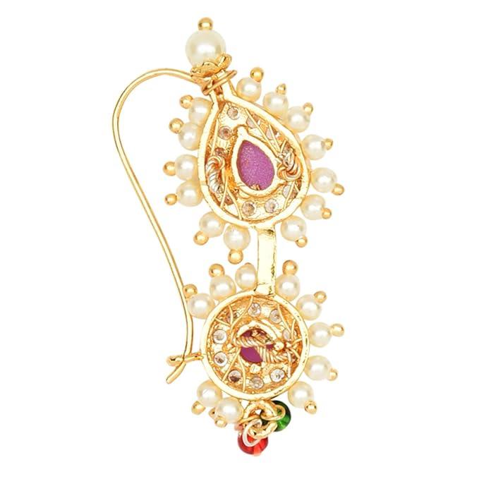 Gold-Plated Stone Floral Design Nath - Trendisia