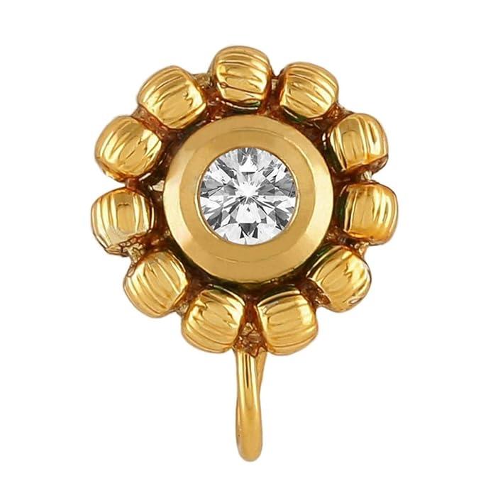 Gold-Plated Stone-Studded Floral Nosepin - Trendisia