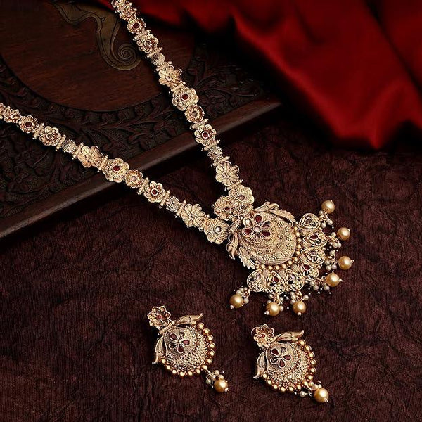Gold-Plated Stone Studded Jewellery Set - Trendisia