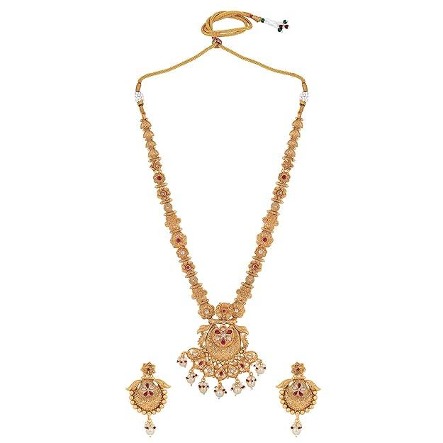 Gold-Plated Stone Studded Jewellery Set - Trendisia