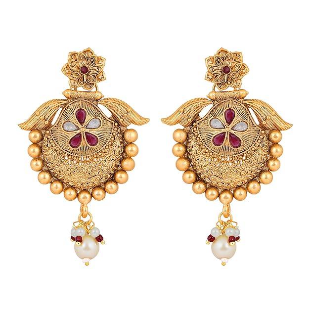 Gold-Plated Stone Studded Jewellery Set - Trendisia