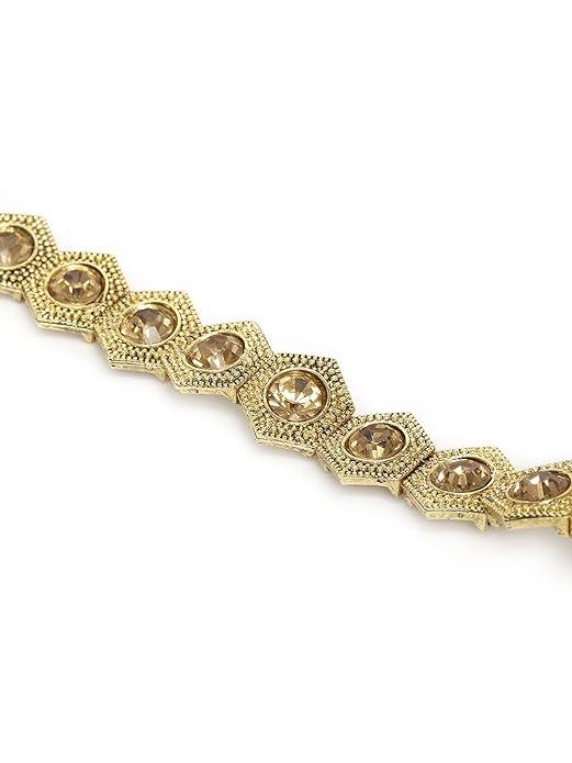 Gold Plated Studded Choker Necklace Set - Trendisia