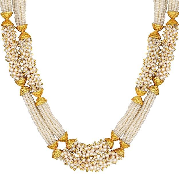 Gold-Plated Pearls Beaded Jewellery Set - Trendisia