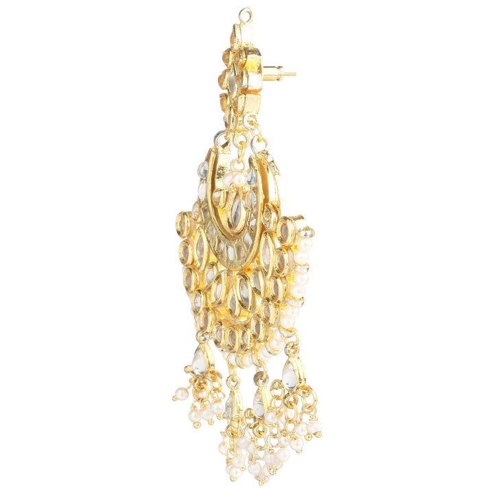 Gold Plated Traditional Chandbali Kundan Dangle Earrings for Women - Trendisia