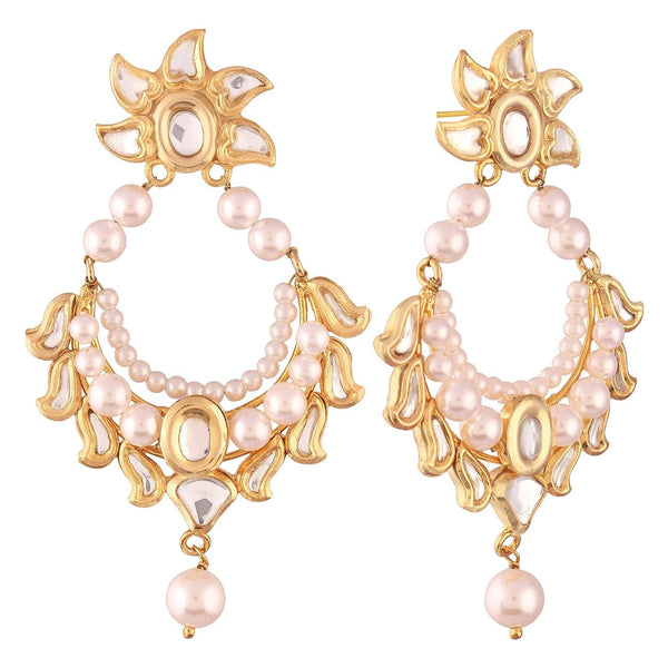 Gold Plated Traditional Ethnic Kundan Chaandbali Earrings for Women - Trendisia
