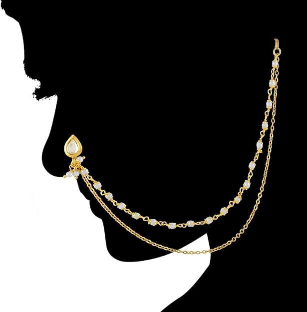 Gold-Plated Kundan Studded Nose Ring - Trendisia