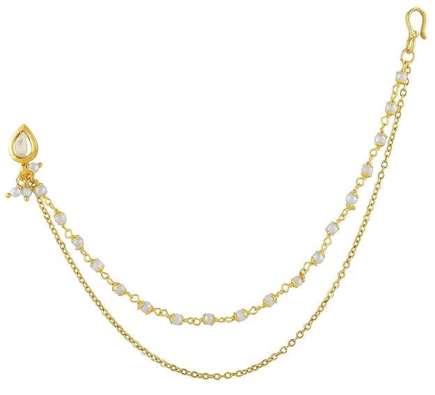 Gold-Plated Kundan Studded Nose Ring - Trendisia