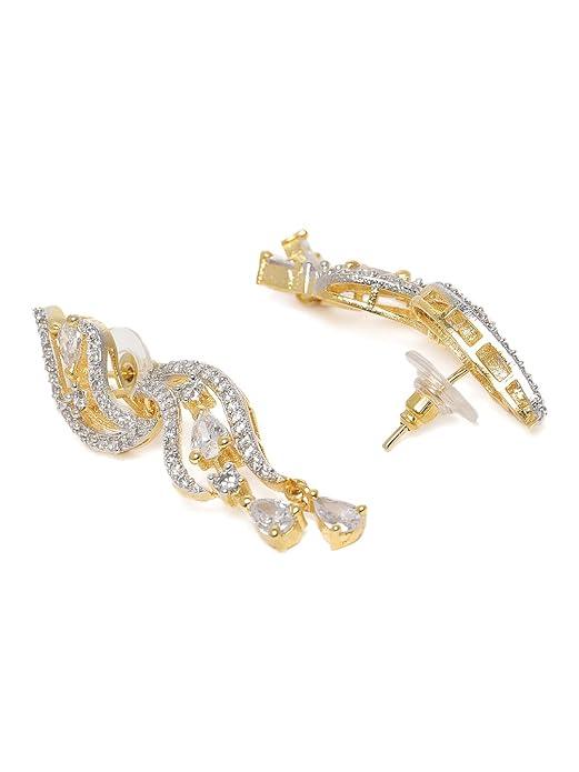 Gold Plated White AD Emebllished Jewellery Set - Trendisia