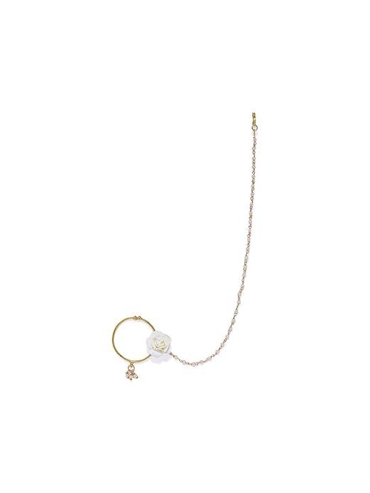 Gold-Plated Enamelled Chained Nose Ring - Trendisia