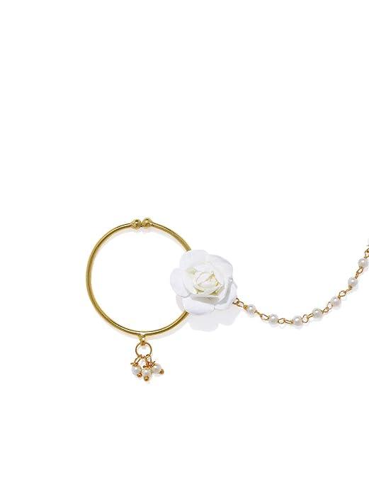 Gold-Plated Enamelled Chained Nose Ring - Trendisia