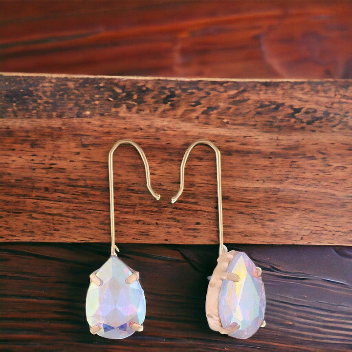 Gold Pltated Rainbow Teardrop Danglers Earrings for Women - Trendisia