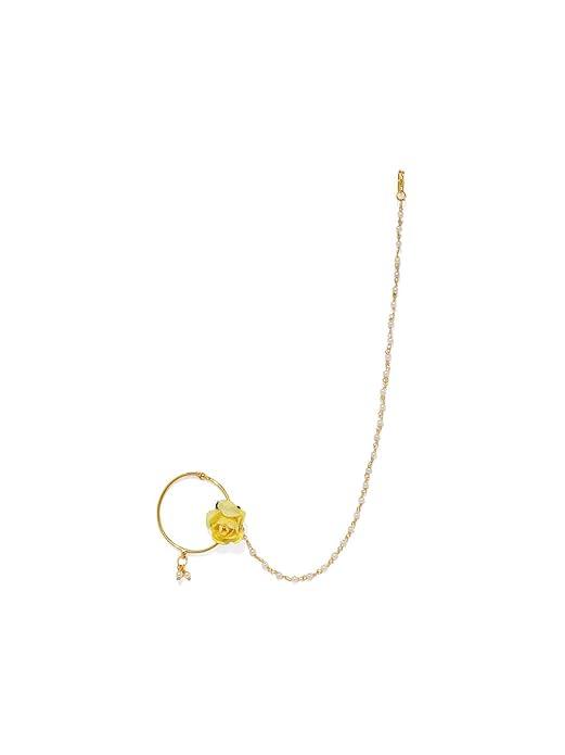Gold-Toned Enamelled Chained Nose Ring - Trendisia