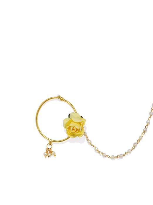 Gold-Toned Enamelled Chained Nose Ring - Trendisia