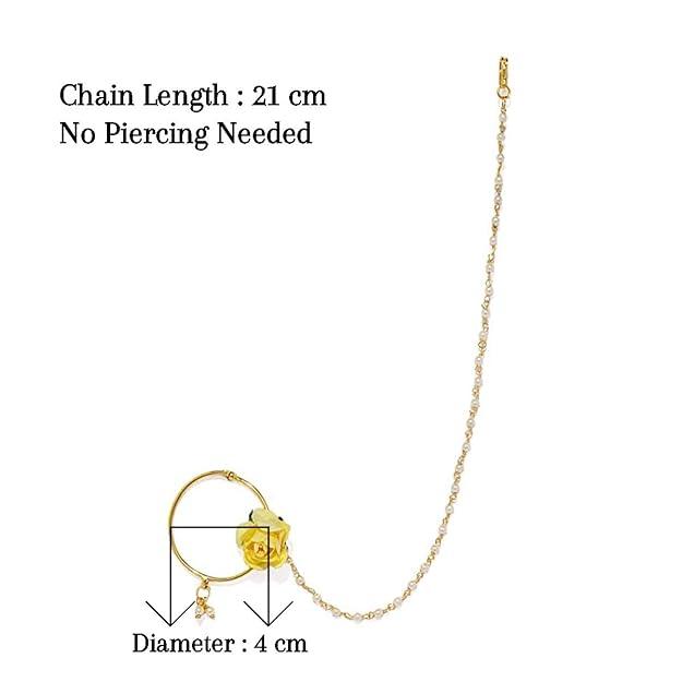 Gold-Toned Enamelled Chained Nose Ring - Trendisia