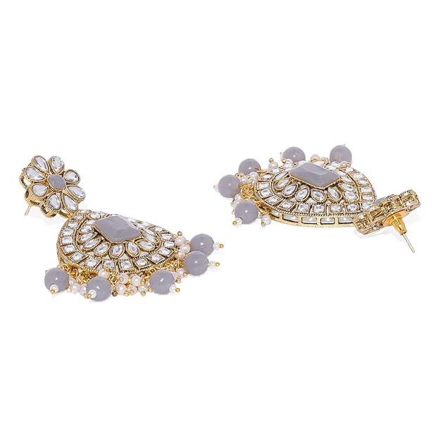 Gold-Toned Grey Stones Jewellery Set - Trendisia