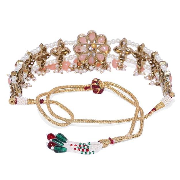 Gold-Toned Kundan and Ruby Studded Choker Set - Trendisia