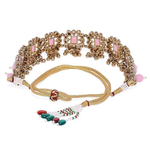 Gold-Toned Kundan Ruby Studded Choker Set - Trendisia