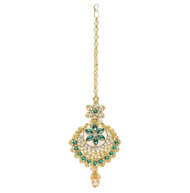 Gold-Toned Maang Tika with Earrings - Trendisia