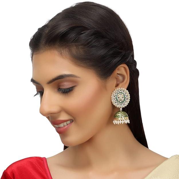 Gold-Toned Oval Jhumkas Earrings - Trendisia