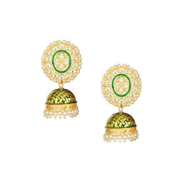 Gold-Toned Oval Jhumkas Earrings - Trendisia