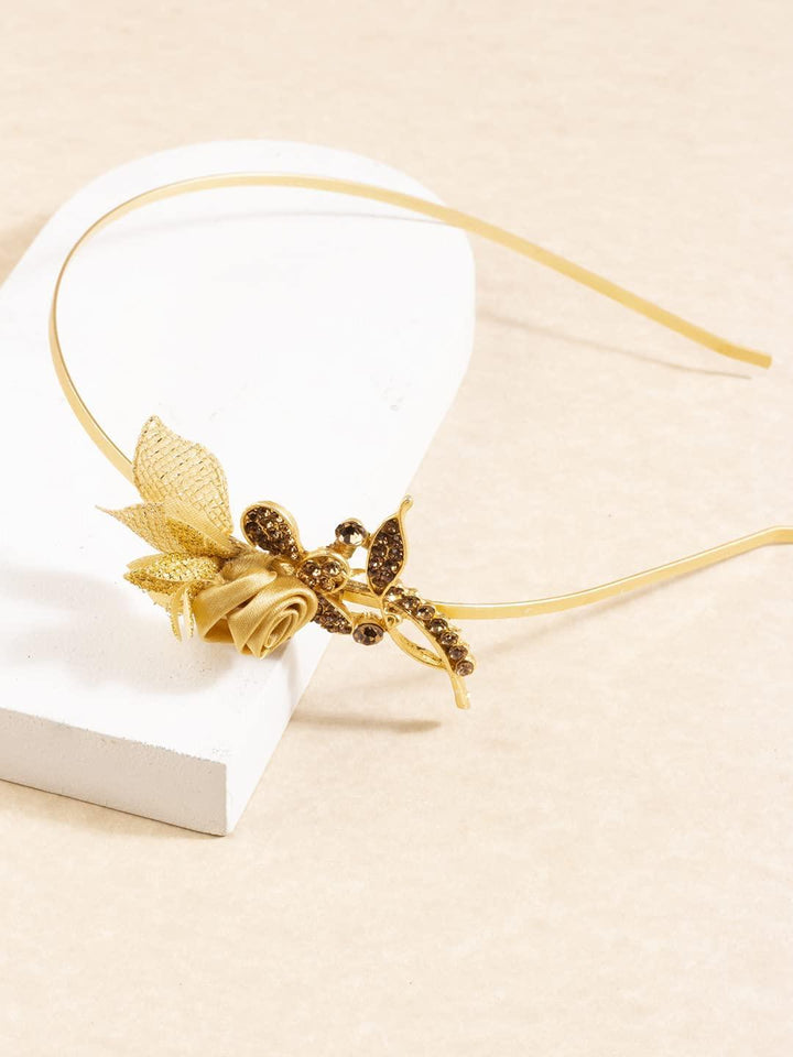 Gold-Toned Stone Studded Embellished Hairband - Trendisia