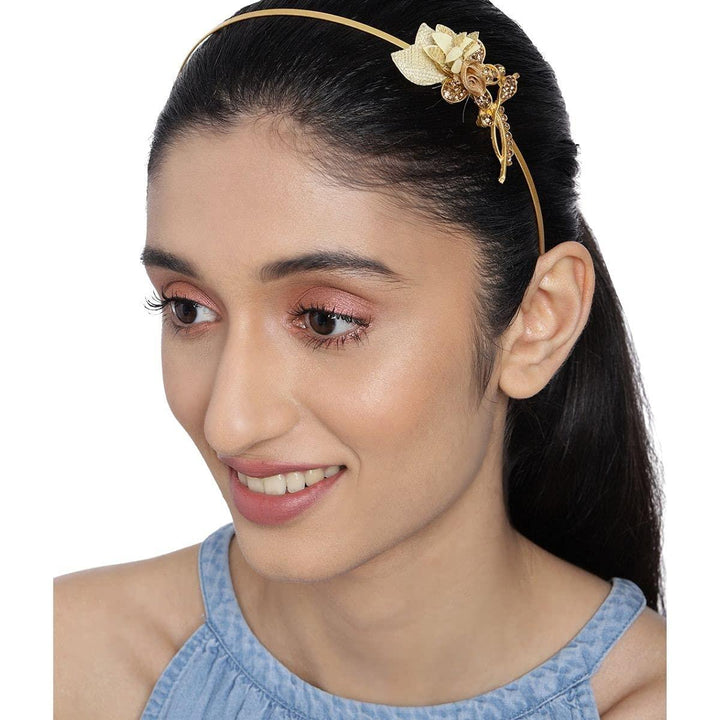 Gold-Toned Stone Studded Embellished Hairband - Trendisia