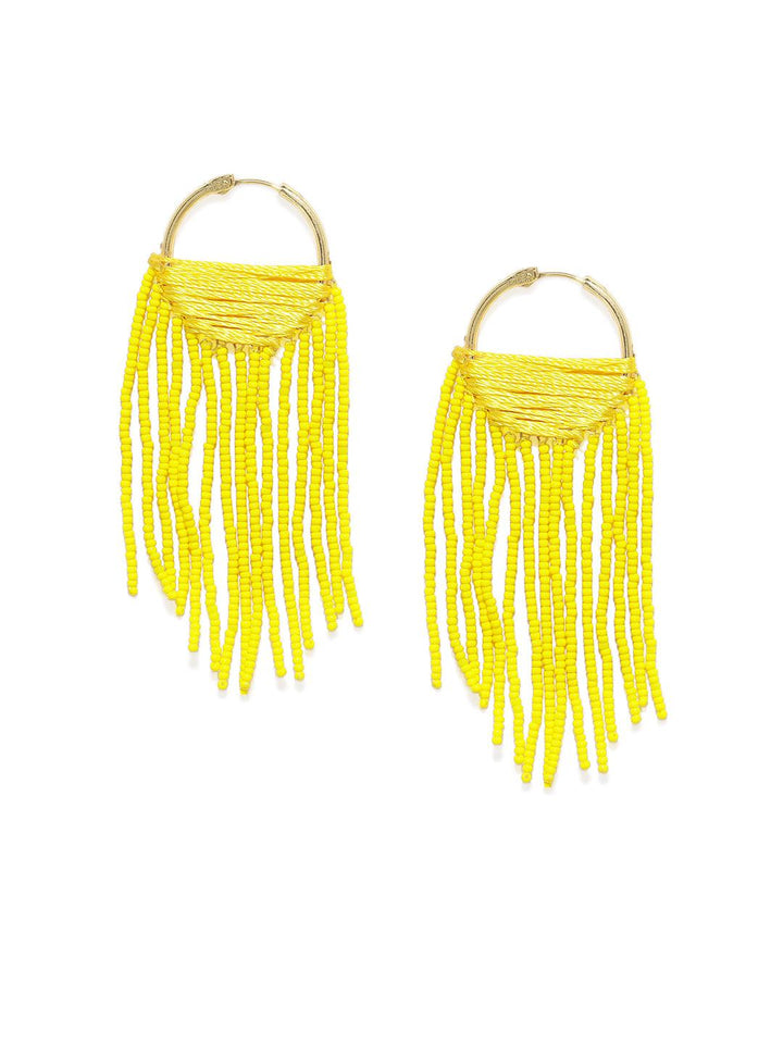 Gold-Toned Yellow Circular Hoop Earrings - Trendisia