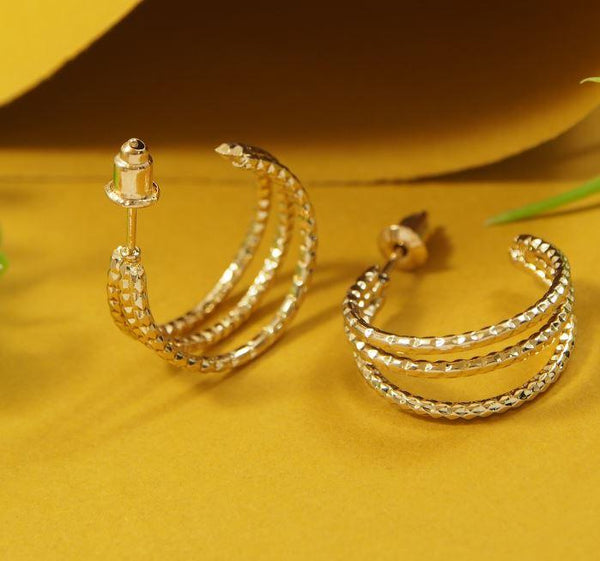 Gold/Silver Plated Triple Layered Hoops Earring - HER 4755 - Trendisia