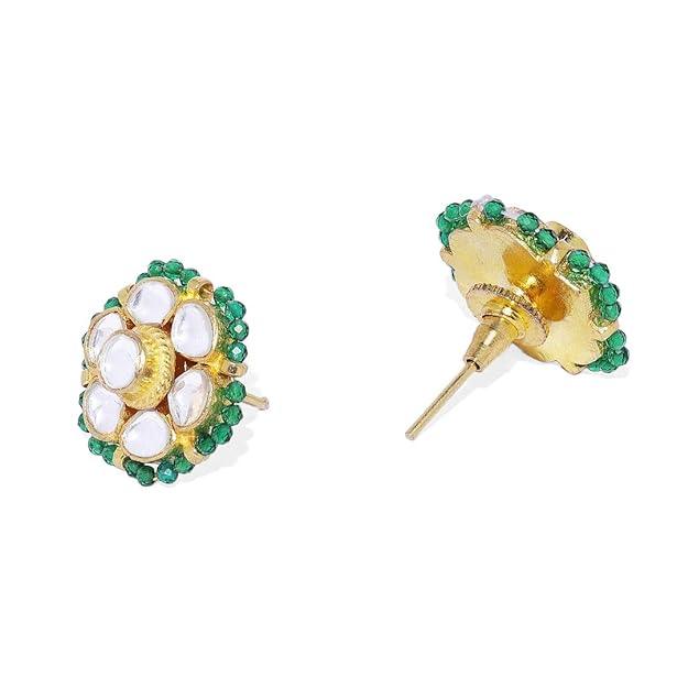 Green Kundan Studded Emrald Jadau Choker Set - Trendisia