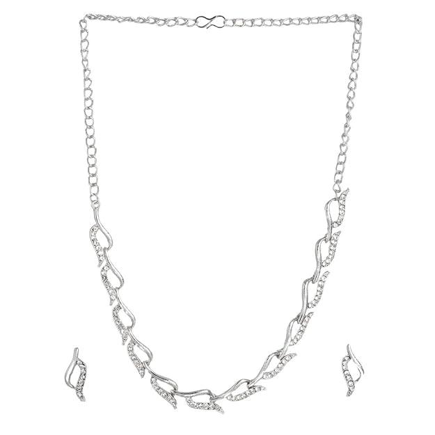 Silver-Plated AD-Studded Jewellery Set - Trendisia