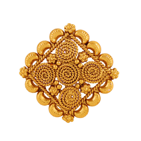 Intricate Gold-Plated Ethnic Floral Ring - Trendisia