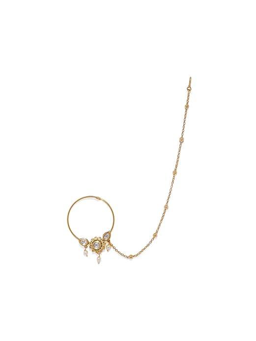 Gold-Plated Handcrafted Chained Nose Ring - Trendisia