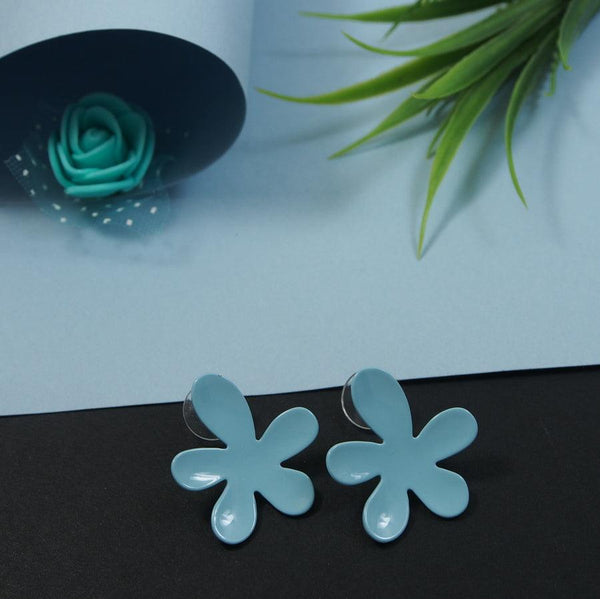 Korean Blue, Purple and White Coloured Floral Stud Earring- KRNER 4664 - Trendisia