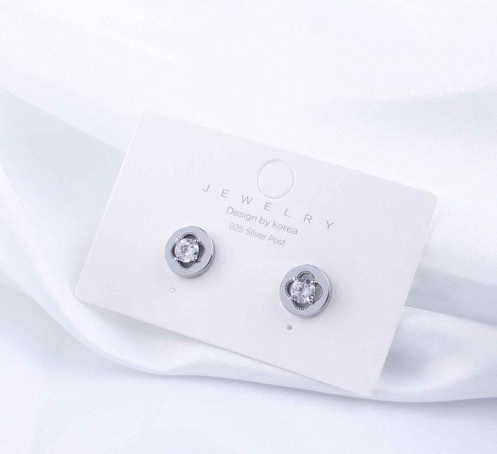 Korean Flower Cubic Zirconia Stud Earring - KRNER 5075 - Trendisia