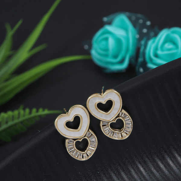 Korean Gold Plated Dual Heart Shaped Drop Earring- KRNER 3165 - Trendisia