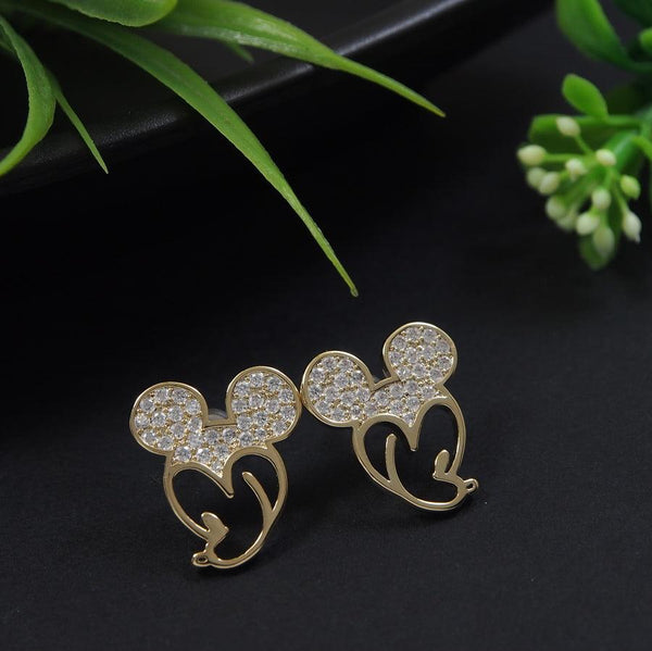 Korean Gold Plated Mickey Face Shaped Stud Earring- KRNER 4662 - Trendisia