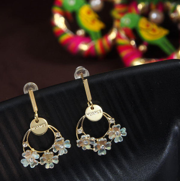 Korean Gold Plated Multi Floral Dangler Earring- KRNER 2967 - Trendisia