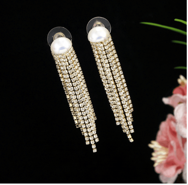 Korean Gold /Rosegold /silver Plated Stone Studded Long Earring-KRNER 3602 - Trendisia