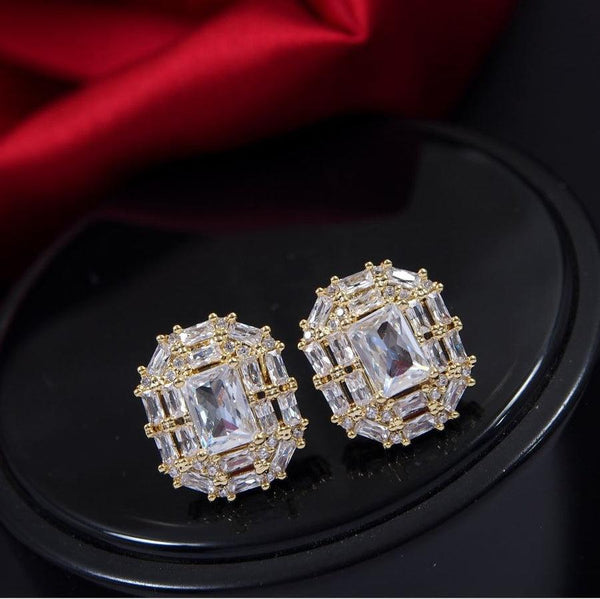 Korean Gold/Rosegold/silver Plated Baguette Stone Fancy Stud Earring- KRNER 3638 - Trendisia