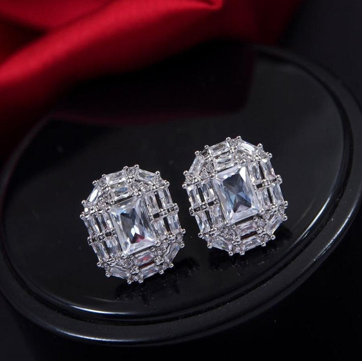 Korean Gold/Rosegold/silver Plated Baguette Stone Fancy Stud Earring- KRNER 3638 - Trendisia