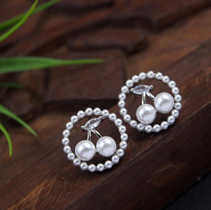 Korean Gold/Rosegold/silver Plated Cherry Shapped White Pearl Stud Earring- KRNER 3635 - Trendisia